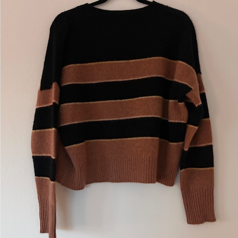 360 Cashmere Abigail Striped Sweater Black Toffee Brown - Picture 3 of 6